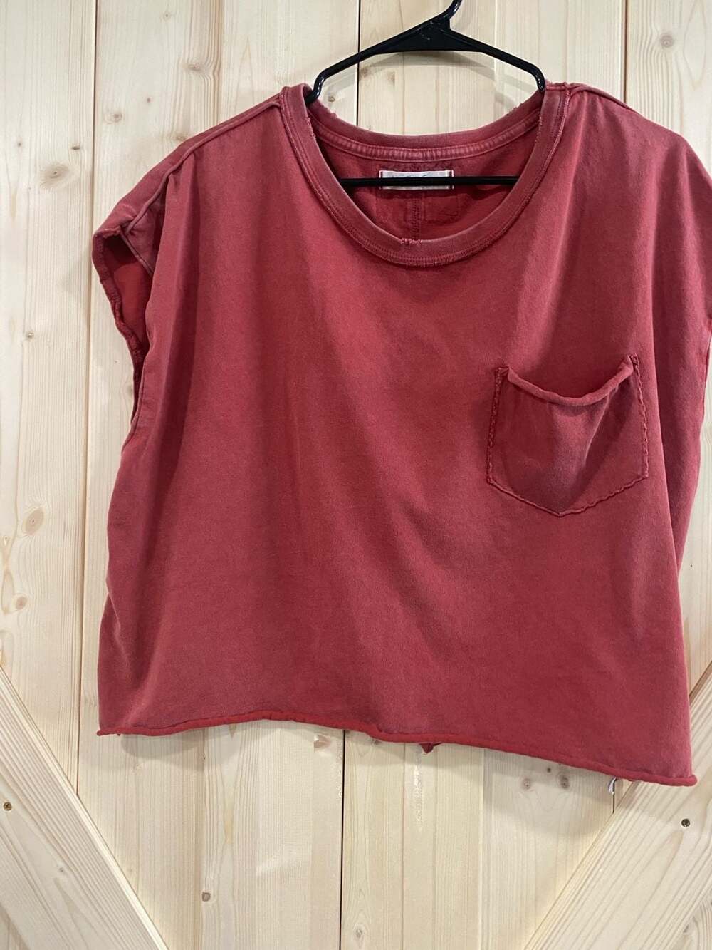 We The Free Rubi Tee Off Beat Red Pocket Top